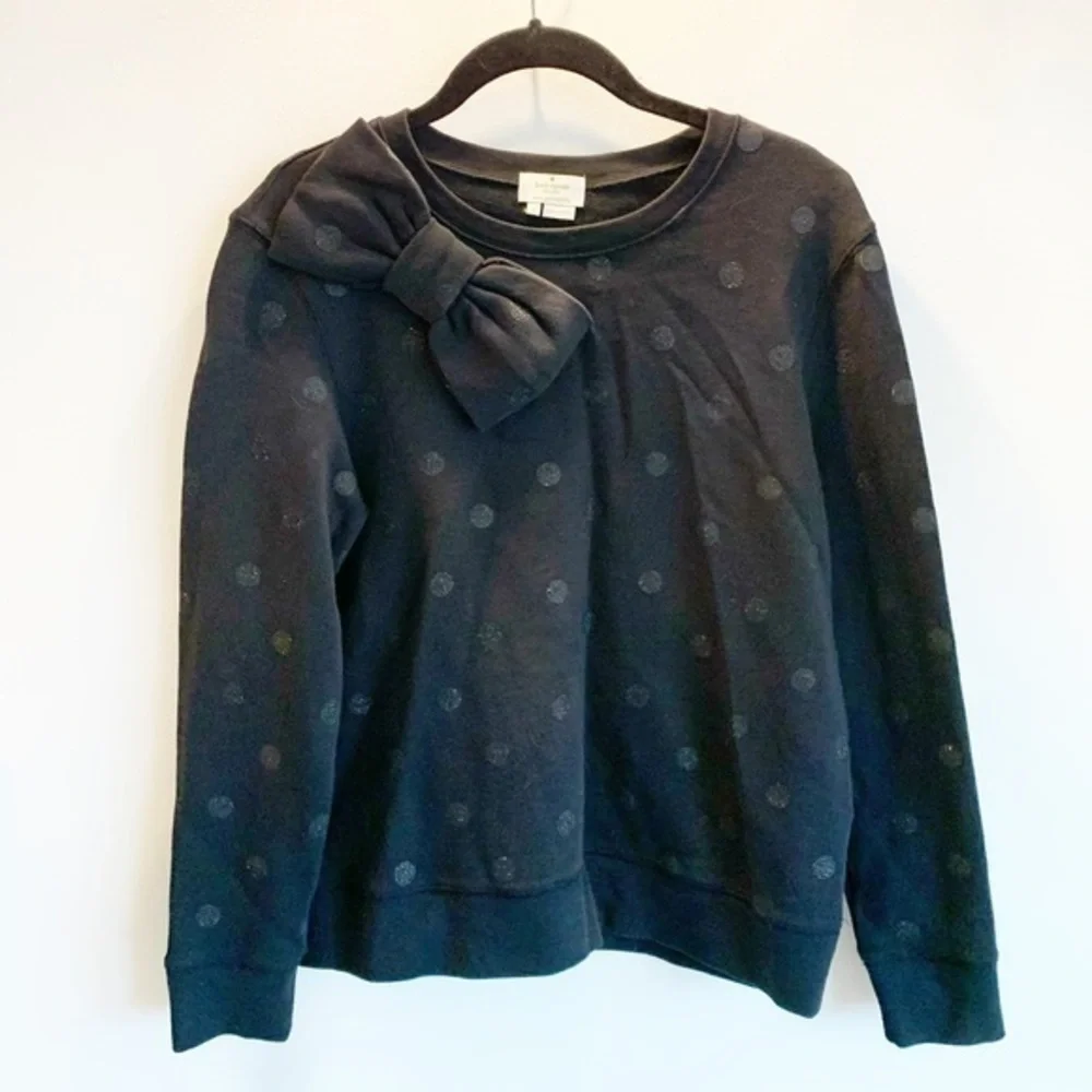 KATE SPADE NEW YORK Glitter Dot Bow Sweatshirt in Size Small